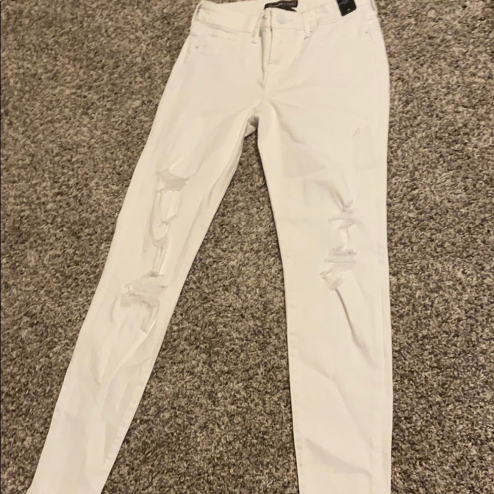 Abercrombie & Fitch White Ripped Jeans
